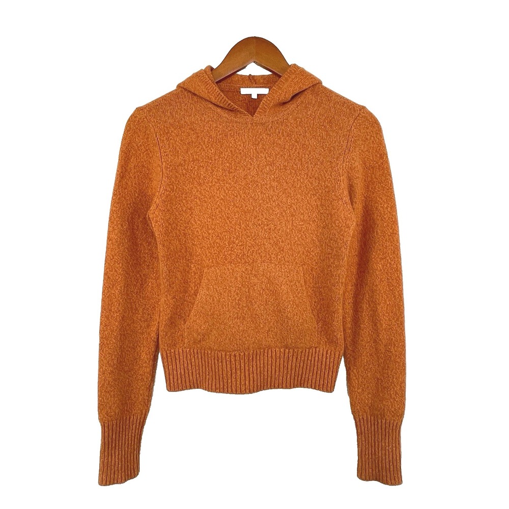 NWT Vince Womens 100% Cashmere Sweater Hoodie‎ Size M Orange Lightweight READ